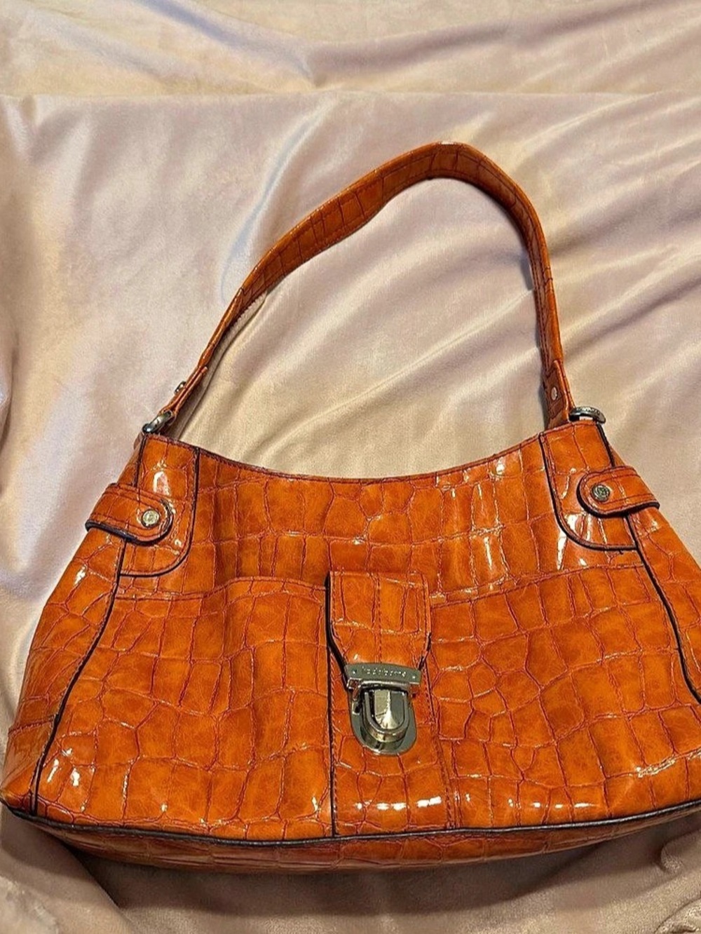 Fall Liz Claiborne Croc-Embossed Shoulder Bag in Brown